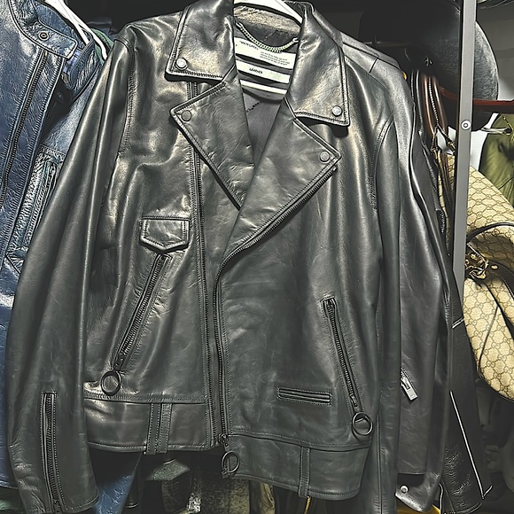Off white brand leather jacket. Size xxl. Black - Picture 1 of 9